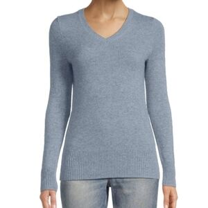Saks Fifth Avenue Cashmere V Neck Sweater Blue Women's XS
